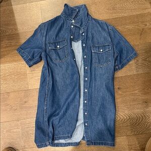 Madewell Short-Sleeve Denim Button-Down Shirt in Blue